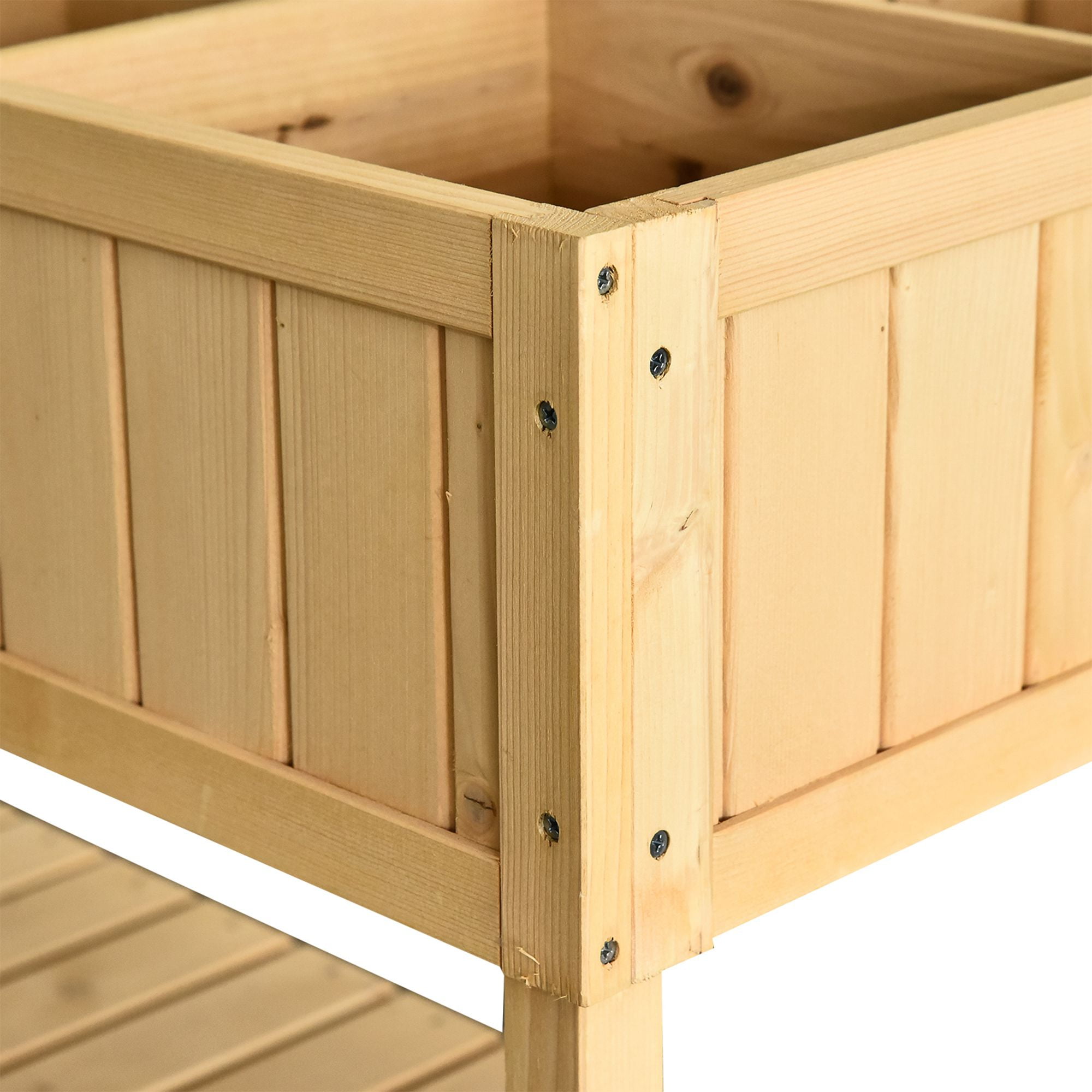Raised Garden Bed with 8 Pockets and Shelf, Wooden Elevated Planter Box with Legs to Grow Herbs, Vegetables, and Flowers, Natural 43x18x30"