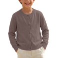 thumbnail image 5 of LEKWK Girls Cardigan Toddler School Uniform Long Sleeve Button Down Sweater Knit Lightweight Cute Sweater Spring Fall Outwear Brown Cardigan Size 10-11, 5 of 9