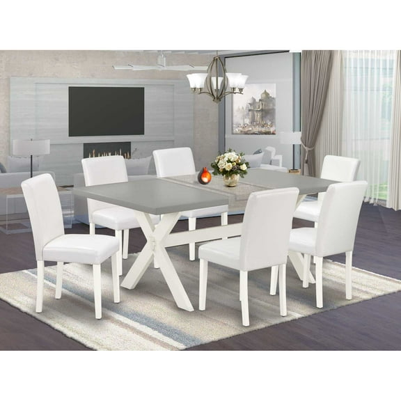 East West Furniture X-Style 7-piece Wood Dining Table Set in White