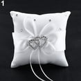 thumbnail image 3 of HEVIRGO Fashion Wedding Bridal Bowknot Double Heart Ring Bearer Pillow Cushion Tribute Silk, Polyster Tape, 3 of 6
