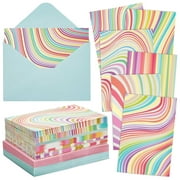 48-Count Greeting Cards with Envelopes Set, Rainbow Stripes Blank Note Card Assorted Pack, 4" x 6"