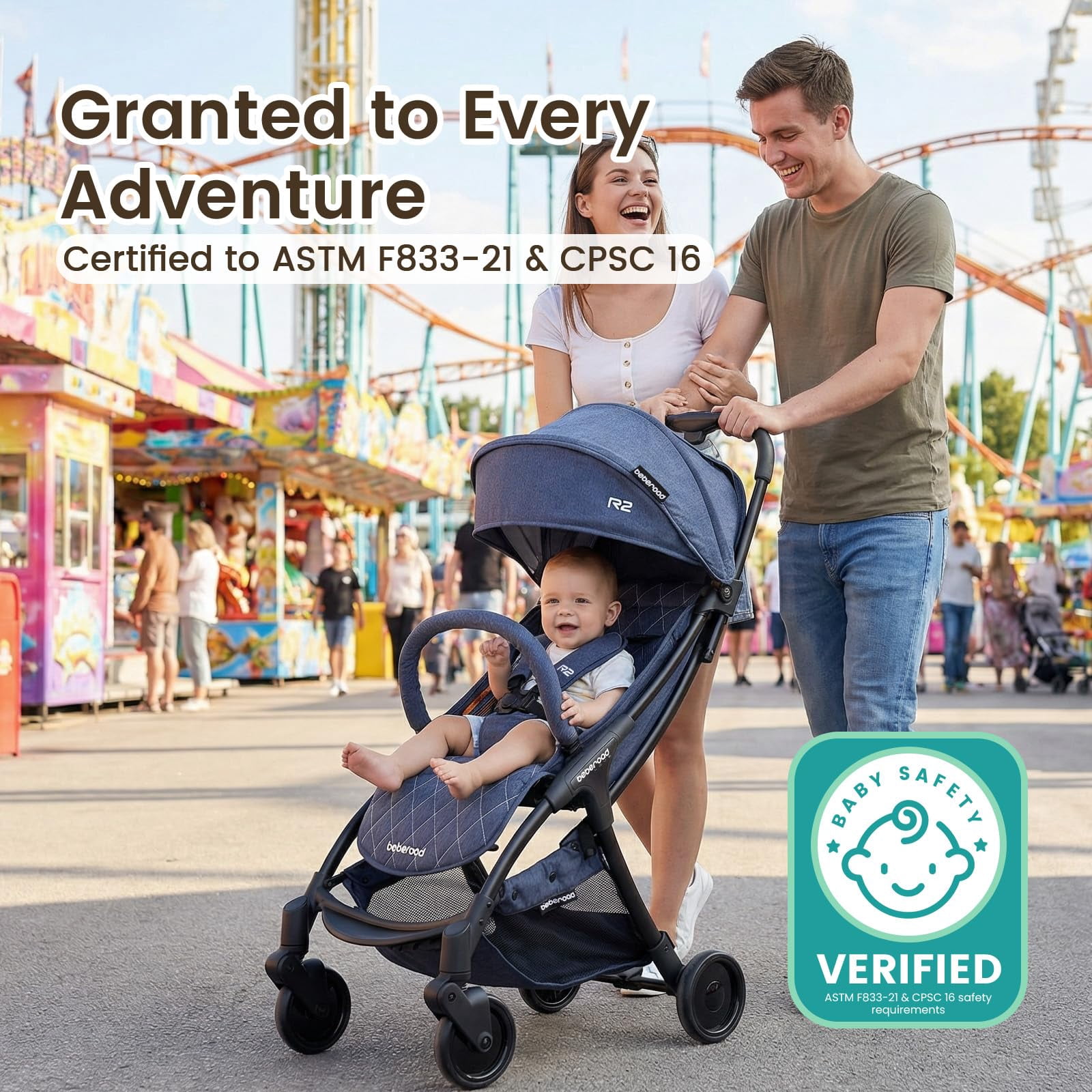 BebeRoad R2 Ultra Compact Lightweight Travel Folding Stroller with Canopy, Blue