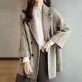 thumbnail image 2 of Plus Size Woolen Coat for Women Herringbone Pattern Loose Slim Versatile Fashion Outerwear Winter Warm Long Coat, 2 of 5