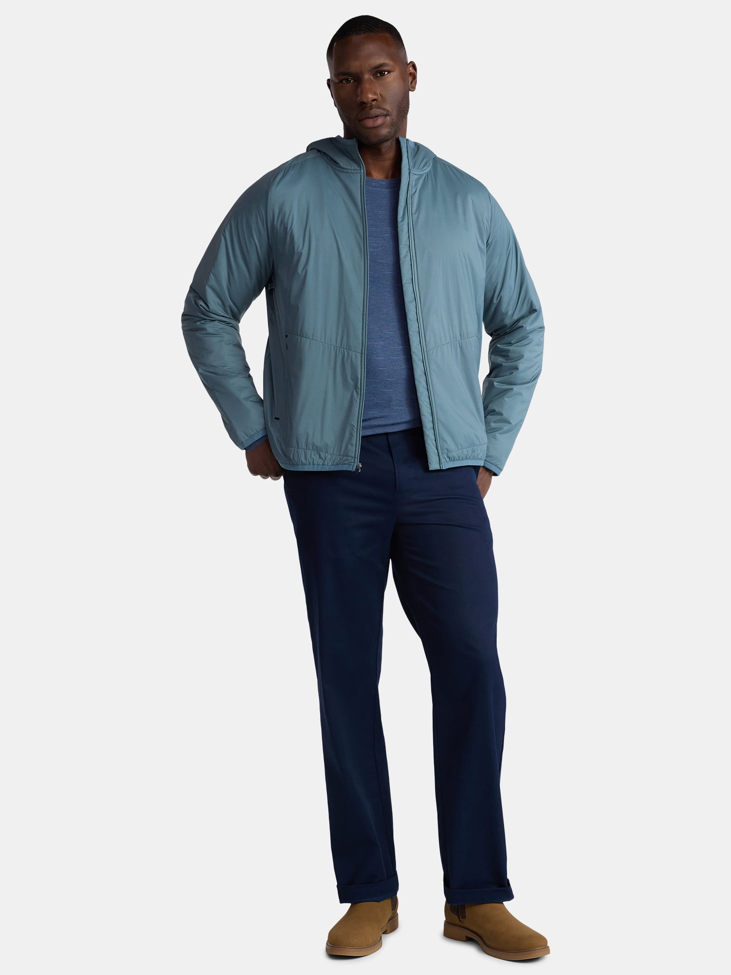 George Men's and Big Men's Lightweight Insulated Hooded Nylon Jacket, Sizes S-3XL