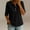 Black, variant on Women's Waffle Knit Henley Top, V-Neck with Button Placket and 3/4 Sleeve, Relaxed Fit Casual Summer Vacation Wear for Women