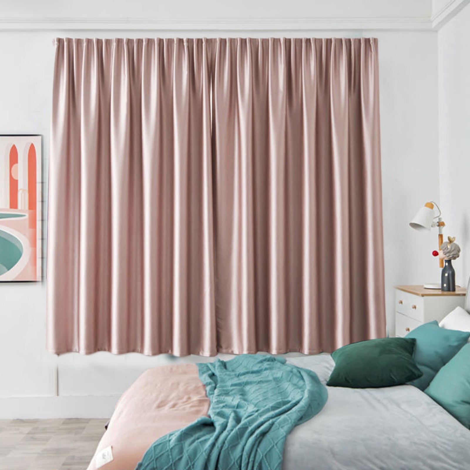 Amvlyk 100 Percent Light Blocking Noise Reducing No Drilling Self-Adhesive Window Curtain Shades For Bedroom - Protection Heat Insulation Soundproofing