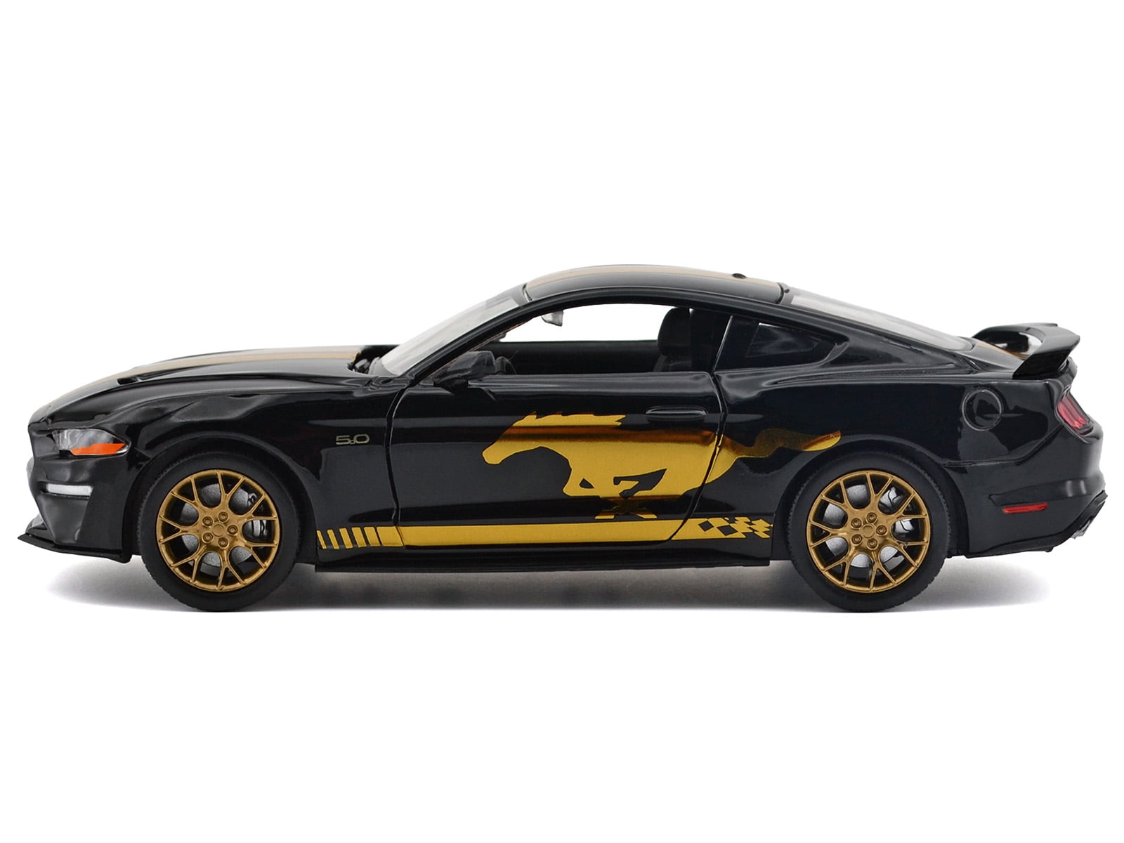 スポーツトイ・アクショントイ Mustang G5 18K Gold Plate 2018 Ford Mustang GT 5.0 Black with Gold Stripes and Graphics