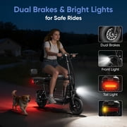 EILLEO Pro Electric Scooter With Seats For Adults, 750W Motor with Pet Basket for Pets & Groceries,18.75MPH 20 Mile Range E-Bike with Seat & Dual Brakes