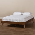 thumbnail image 2 of Allora Mid-Century Solid Rubberwood Full Platform Bed in Walnut Brown, 2 of 7
