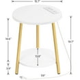 thumbnail image 4 of HOOBRO 2-Tier Round End Table with Charging Station Modern Gold Living Room Bedroom White and Gold DW671BZ01, 4 of 8