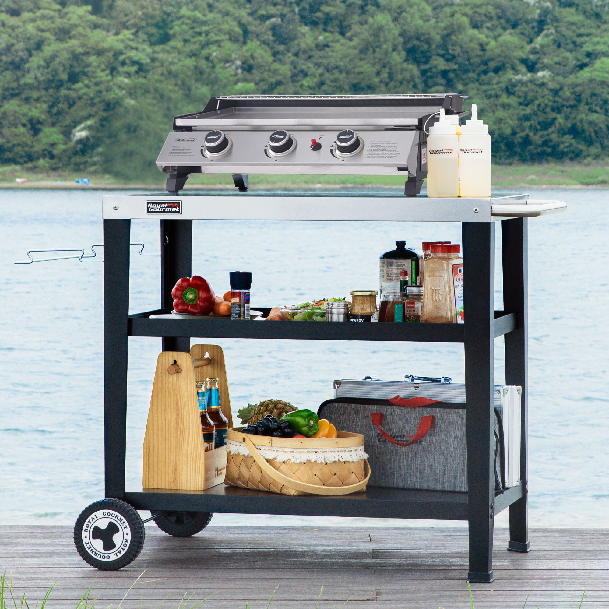 Royal Gourmet PD1303S 24-Inch Stainless Steel Portable Tabletop Griddle with Warming Rack