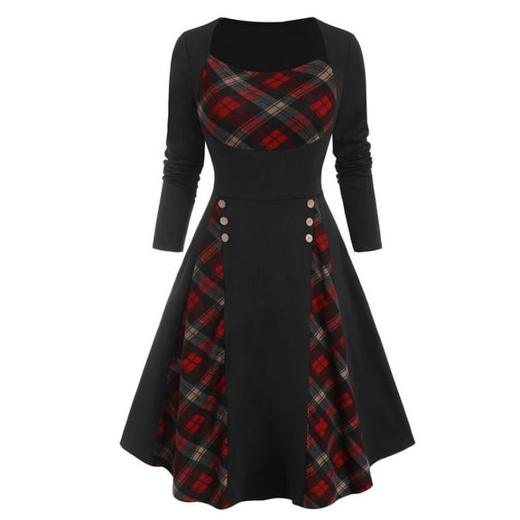 FYEGRE Checkered Gown For Themed Parties And Formal Events Red S
