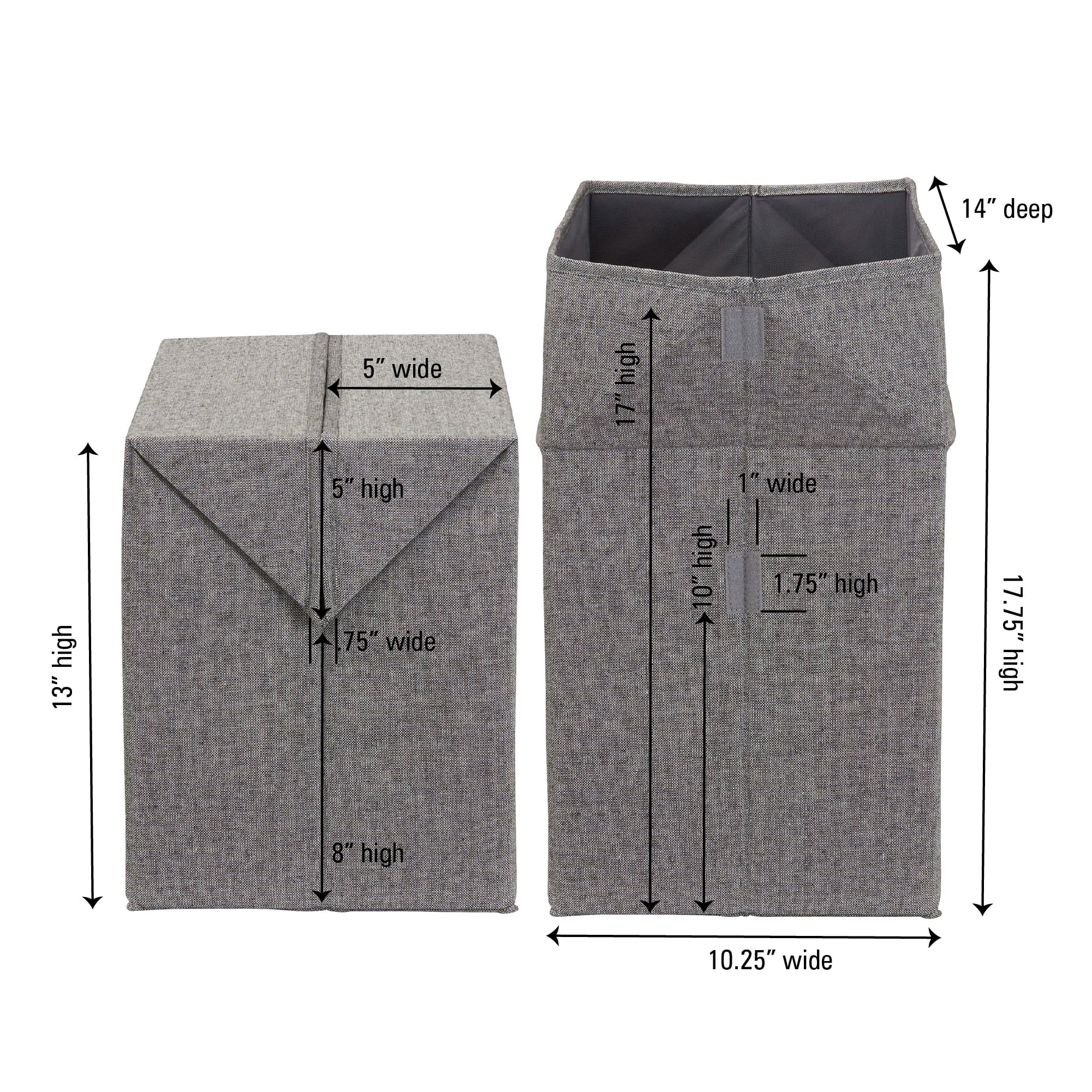 Household Essentials Expandable Fabric Storage Bin, Gray, Tall