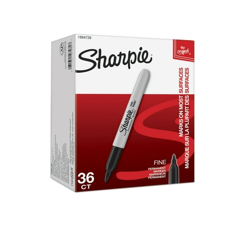 Sharpie Permanent Markers, Fine Point, Black, 36