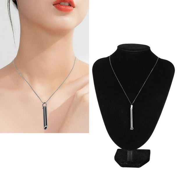 Collar de respiración respiratoria unisex de alivio de estrés de acero inoxidable de moda para Alivio de la AnsiDad Meditación de Relajación