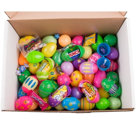 Bulk Filled Egg Hunt Plastic Easter Eggs, Assort Patterns & Colors, Candy & Toys