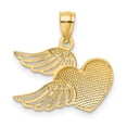 thumbnail image 5 of Auriga Fine Jewelry 14K Yellow Gold and White Rhodium Heart w/ Wings Pendant (L- 19mm, W-18mm) for Women, 5 of 6