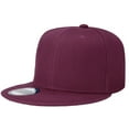 thumbnail image 3 of 2-pack Classic Snapback Hat Cap Hip Hop Style Flat Bill Blank Solid Color Adjustable Size Black & Wine, 3 of 6