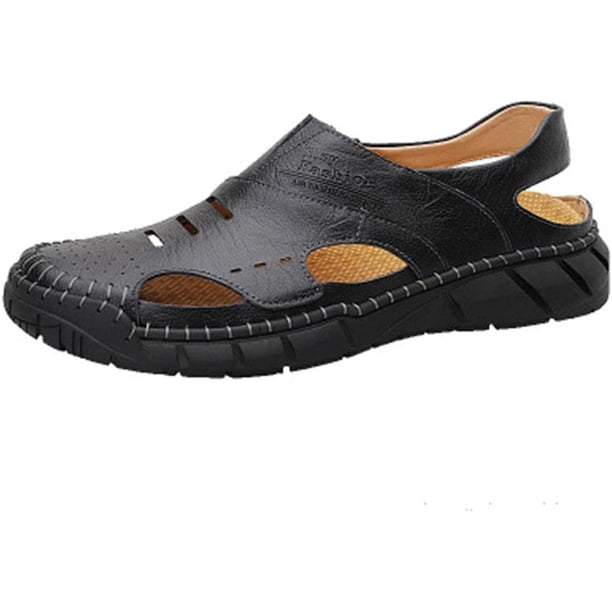 Xishao Sandalias de Hombre de Cuero Transpirables de Primavera y Verano Huecas Antideslizantes Sandalias de Negocios Casuales Zapatos de Cuero cómodos Zapatos de Playa de Cuero Xishao ropa