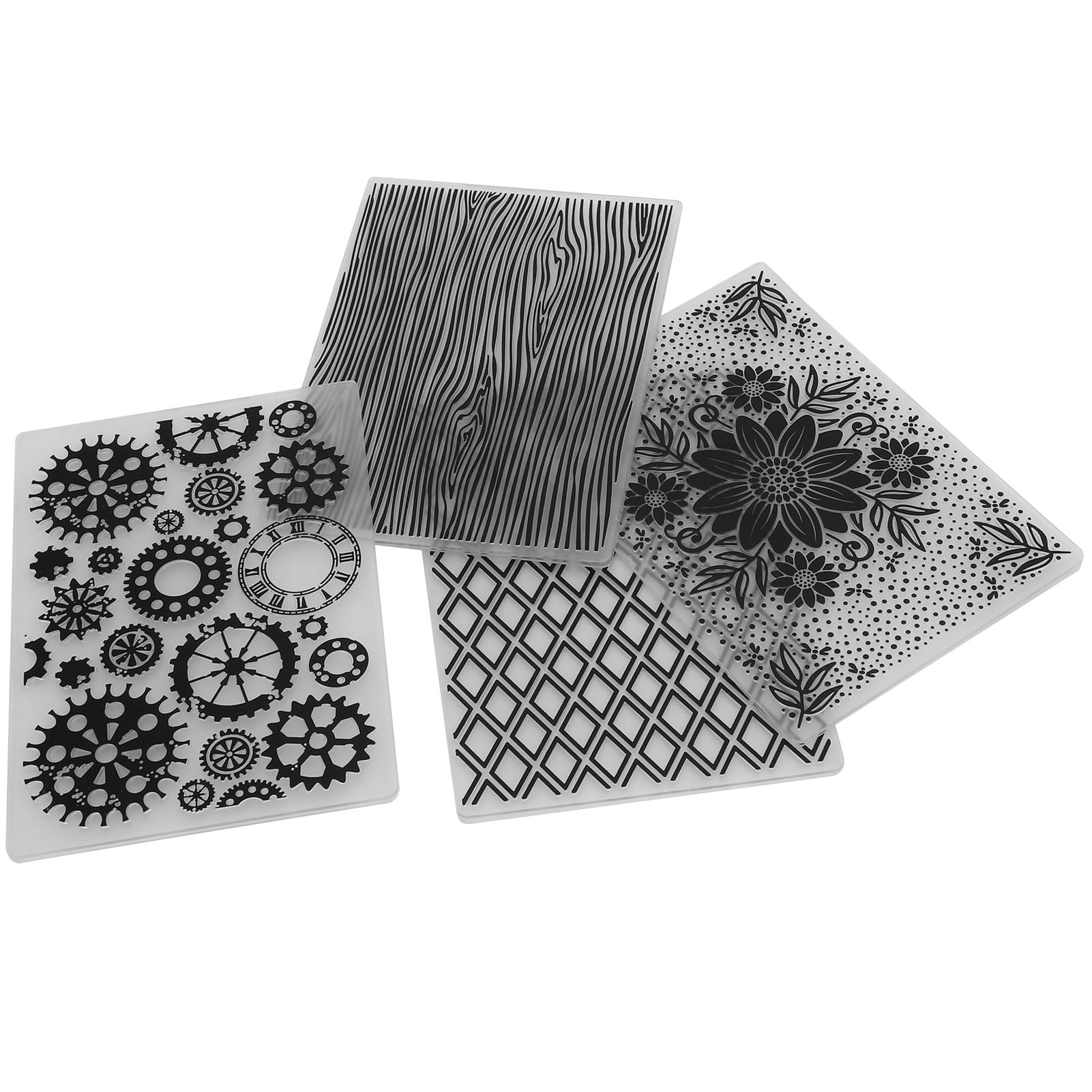 Qiilu 4Pcs Plastic Embossing Folders Embossed Template DIY Card Making Scrapbooking Paper Craft Tool,Embossing Template
