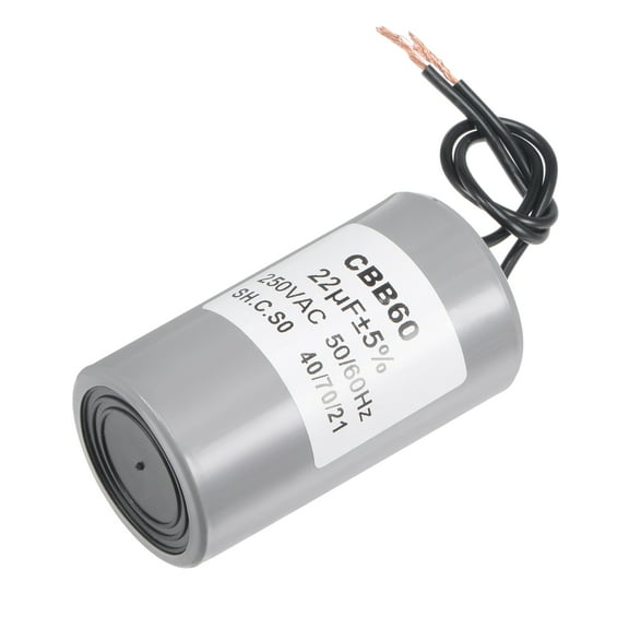 Uxcell 73x42mm 22uF 250V AC 50/60Hz 2 Wires Cylinder CBB60 Run Capacitor