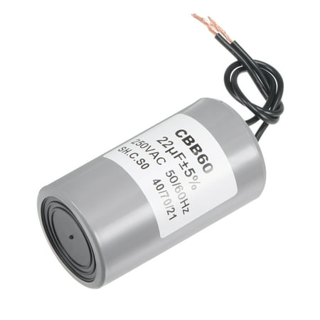 

Uxcell 73x42mm 22uF 250V AC 50/60Hz 2 Wires Cylinder CBB60 Run Capacitor