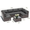 thumbnail image 5 of ASJMR 7 Pieces Outdoor Patio Furniture Set Outside PE Rattan Wicker Sectional Sofa Conversation Sets with Coffee Table and Grey Cushions, 5 of 8