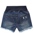 thumbnail image 6 of Afuyipoi ​Maternity 100%Denim Shorts Over the Belly, Comfortable Stretchy Ripped Maternity Jean Shorts for Pregnancy Summer Dark Blue Size 2XL, 6 of 9