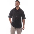 thumbnail image 1 of Scully 5203 BLD M Tone-On-Tone Embroidered Mens Short-Sleeved Shirt, Black Distressed - Medium, 1 of 1
