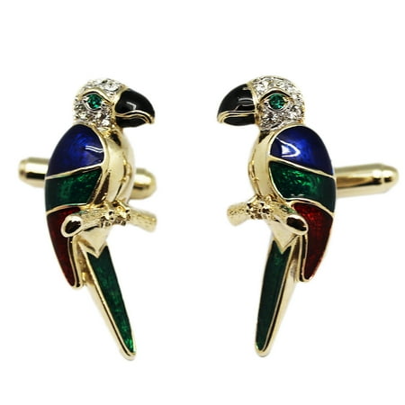 Lis Cufflinks Cufflinks - Colorful Silver Parrot Cufflink (One Pair)