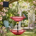 thumbnail image 1 of Colgante comedero para pájaros con energía solar y fuente de agua para baño de aves, decoración exterior para jardín, patio y traspatio, adorno 3 en 1 para alimentar, beber y bañar aves., 1 of 6