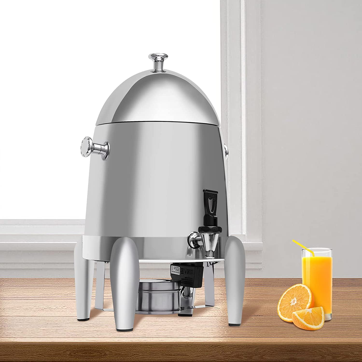 Drink Dispenser Parties Stainless Steel Hot and Cold Beverage Dispenser Tea Dispenser Water Dispenser 3.2-GAL 12L with Ice Container Pure-Steel Spigot