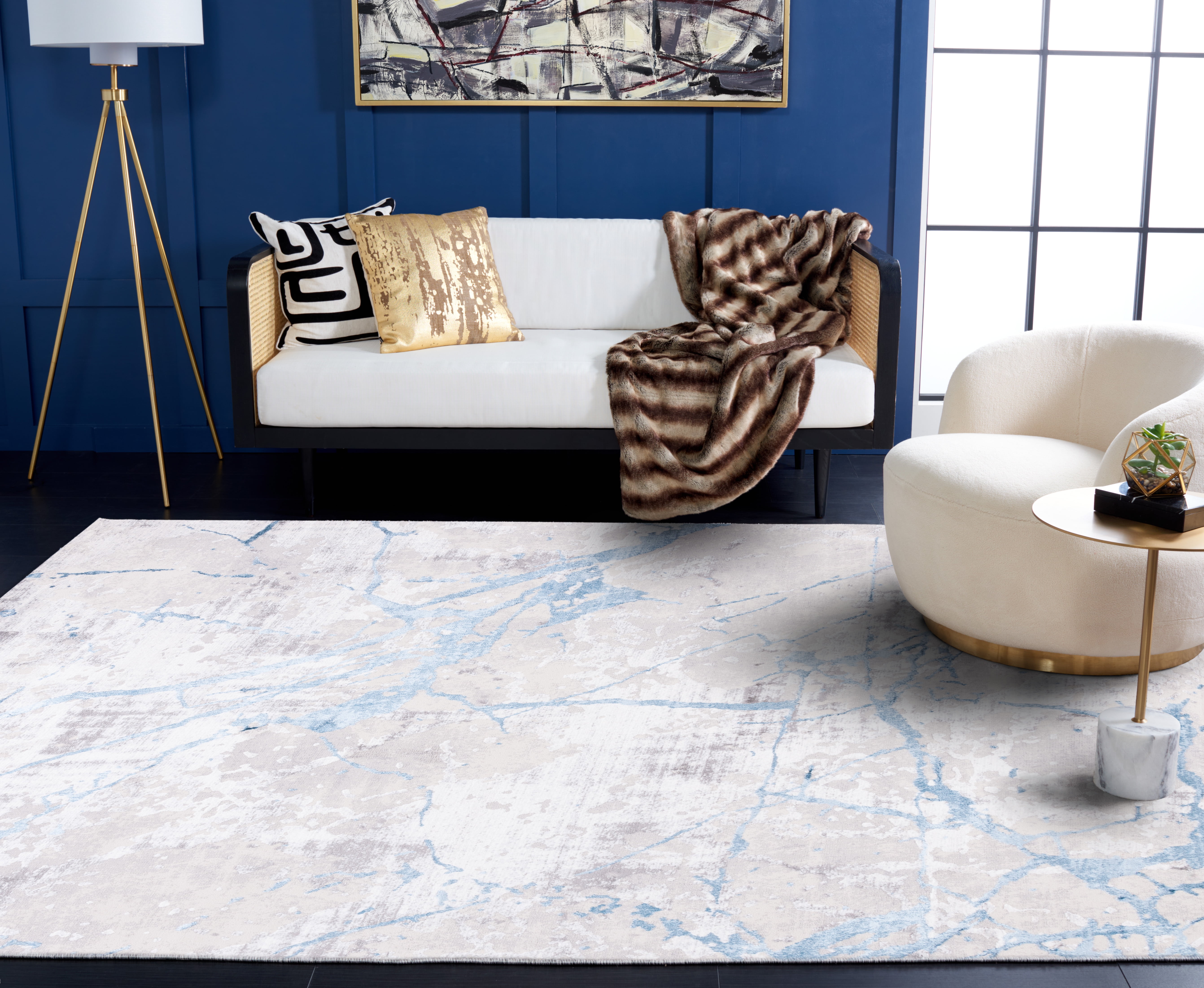 SAFAVIEH Amelia Pemala Abstract Area Rug, Gray/Blue, 9' x 12'