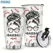Foloda 1pc Baseball Mom Tumbler Christmas Gift, Baseball Gifts Valentines Day Birthday Mother's Day Gifts for Women, Baseball Design Mug for Baseball Lovers, Baseball Tumbler 20oz With Lid, Keep drin