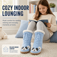 thumbnail image 3 of Muk Luks Kids Sweater Knit Slipper Socks, Soft Stitched Sole with Faux Fur Lining, BLUE, M/L, 3 of 8