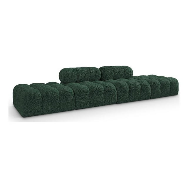 Meridian Furniture Ames 136" Green Boucle Fabric Upholstered 4pc. Modular Sofa