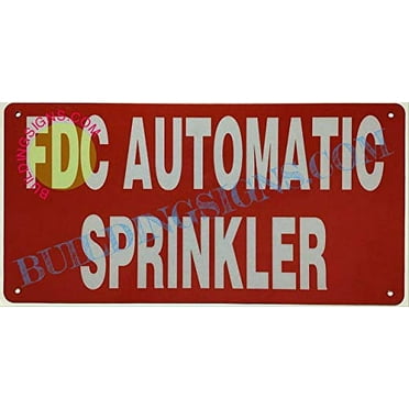 FDC Automatic Sprinkler Sign (Aluminium Reflective, RED 6X12) (ref-2201)