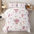 thumbnail image 2 of Manfei Western Cowgirl Skull Bed Spread Queen 3pcs,Cartoon Boots Cactus Queen Coverlet Set,White Pink,1 Quilt and 2 Pillowcases, 2 of 7