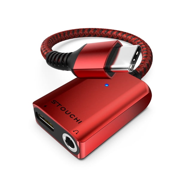 Adaptador USB-C a 3,5 mm para auriculares y cargador Stouchi Red