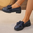 thumbnail image 4 of Xucatan Women's Patent Leather Loafers, Metal Buckle Embellished Slip On Shoes with Thick Sole, Round Toe Casual Business Footwear, Versatile Plus Size Design for Spring Summer Daily Gift, 4 of 9