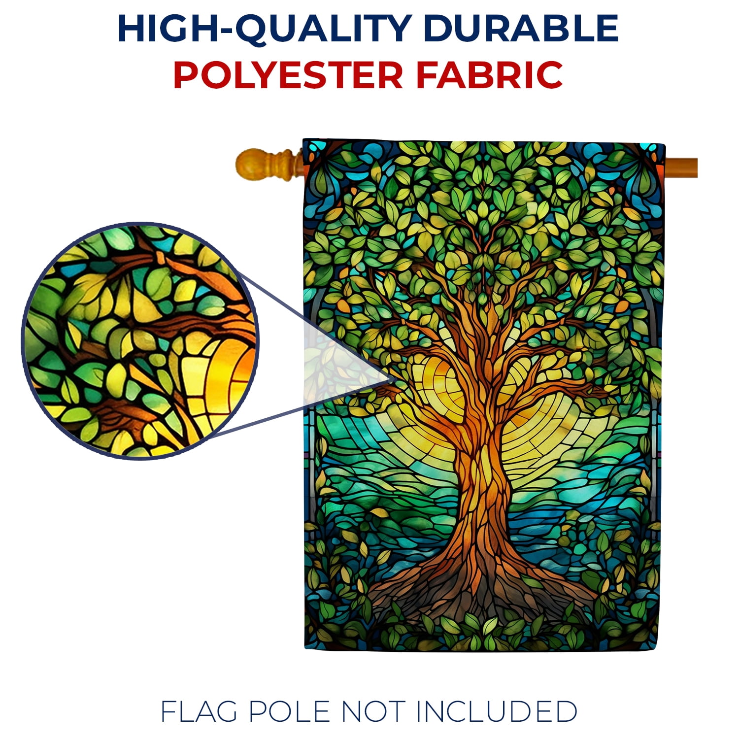 America Forever Green Tree Of Life House Flag, 28 x 40 inch Double Sided, Stained Glass Tree of Life, Spiritual Nature Symbol Outdoor Decorative Flag