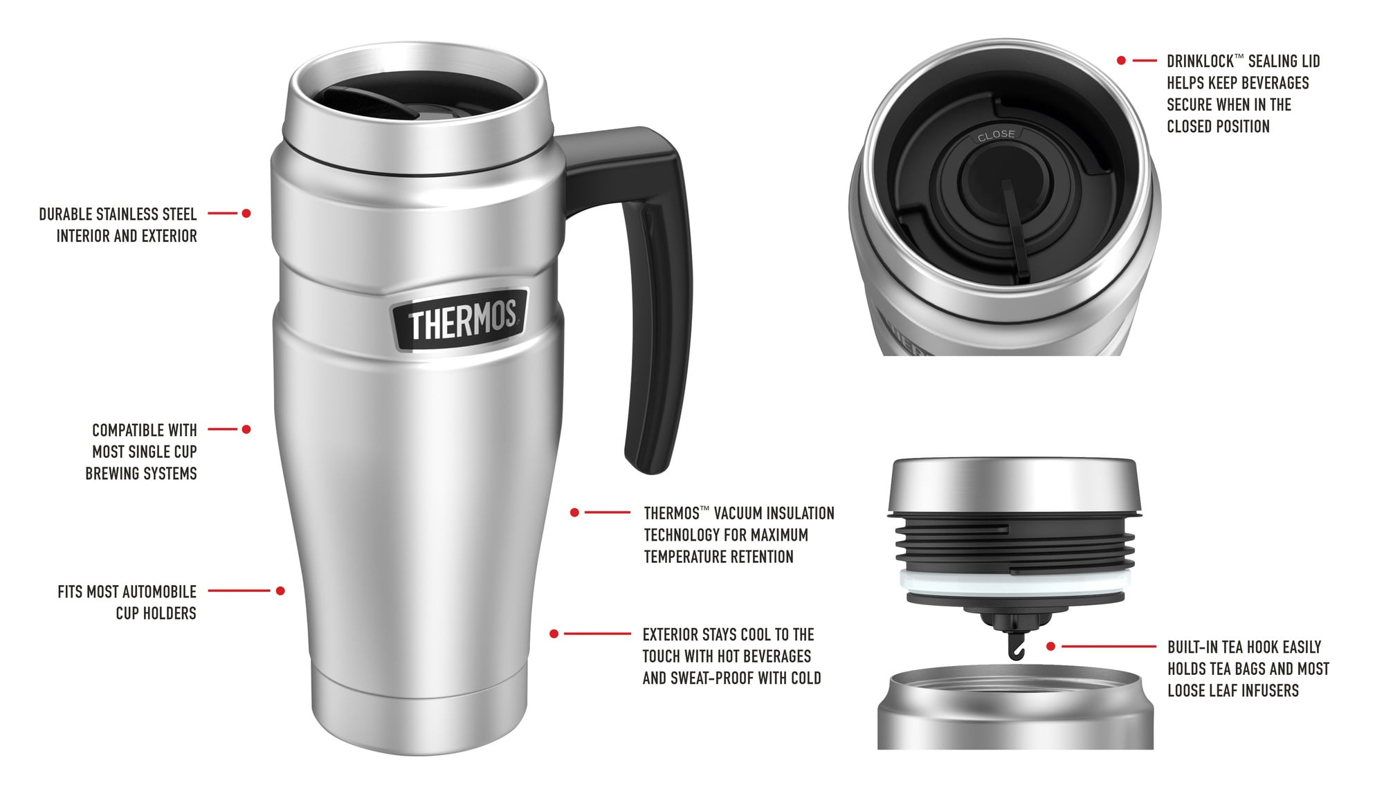 Custom 16 oz. Thermos® Stainless King™ Travel Mug with Handle