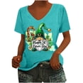 thumbnail image 3 of lcziwo Women's St. Patrick's Day Shirts Casual Cotton Comfy U Neck Lucky Clover Graphic Tee Tops 2025 Summer Short Sleeve Irish Shirt Sky Blue S Back to College Sale, 3 of 5