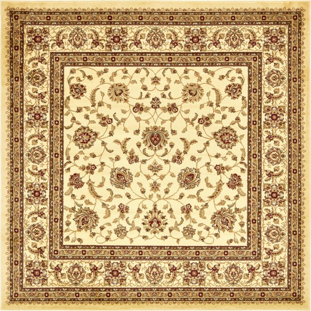 Unique Loom Voyage Collection Traditional Oriental Classic Intricate Design Area Rug, 8' 0 x 8' 0 Square, Ivory/Gold