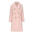 thumbnail image 4 of Viikei Womens Jackets Lightweight,Women's New Fashionable Solid Color Lapel Double Button Woolen Coat Jacket Pink XL, 4 of 6