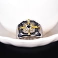 thumbnail image 5 of Mens Two Tone Copper Ring Vintage Geometric Compass Seal Design Ring Electroplated Finish Fashion Modern Style, 5 of 5