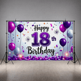 thumbnail image 5 of Purple and White Balloon Themed 18th Birthday Backdrop Banner Party Decors Background Photography Props Birthday Party Supplies, 5 of 8
