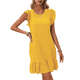 thumbnail image 2 of Vestidos de Verano para Mujer, Cuello Redondo, Corta, Dobladillo con Volantes, Informal, Minivestido Amarillo L, 2 of 7