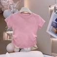 thumbnail image 2 of BXSRUTA Toddler & Big Girls Summer Tops Sleeveless Short Sleeve T-Shirts Soft Casual Kids Tees 1 Pack Multiple Sizes, 2 of 4