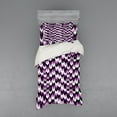 thumbnail image 1 of Ambesonne Chevron Bedding Set 3 Pcs, Zig Zag Retro Arrows, Twin, Purple White Black, 1 of 3